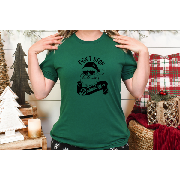 Don't Stop Believing in Santa Tee - Image 4