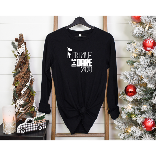 Triple Dog Dare You Long Sleeve Christmas Tee - Image 3